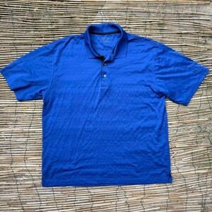 PGA Tour Men's Blue Striped Golf Polo Shirt Size XL Performance
